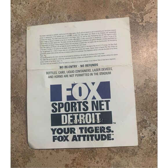 1999 Detroit Tigers - Tiger Stadium Final Opening Day Ticket BASEBALL Embossed - Picture 2 of 3